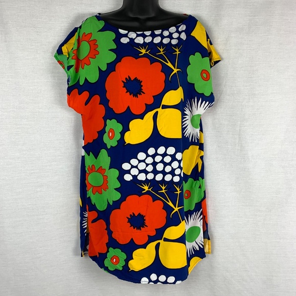 Ladies Marimekko For Target Floral Mini Dress Tunic Shift Size Medium - Picture 2 of 5